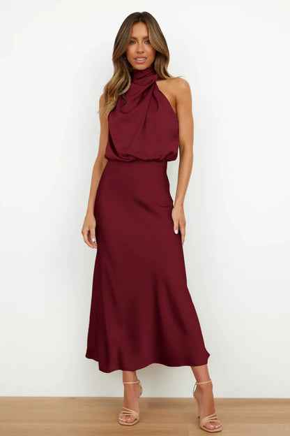 Chic Satin Sequin Evening Dress