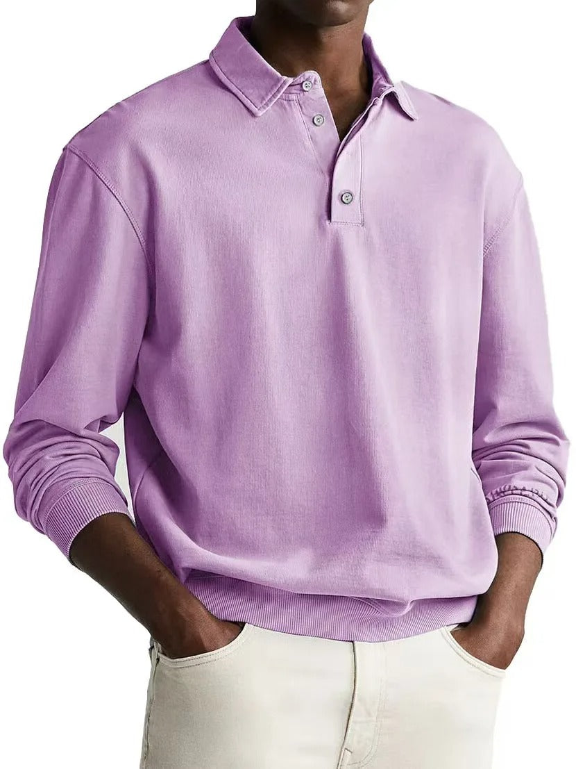 Men’s Long Sleeve Business Casual Cotton Polo
