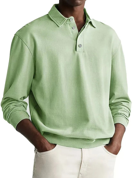Men’s Long Sleeve Business Casual Cotton Polo