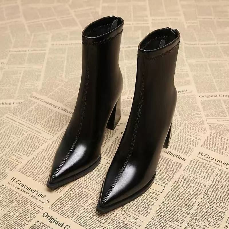 Women's  Casual Simple Graceful High Heel Martin Boots