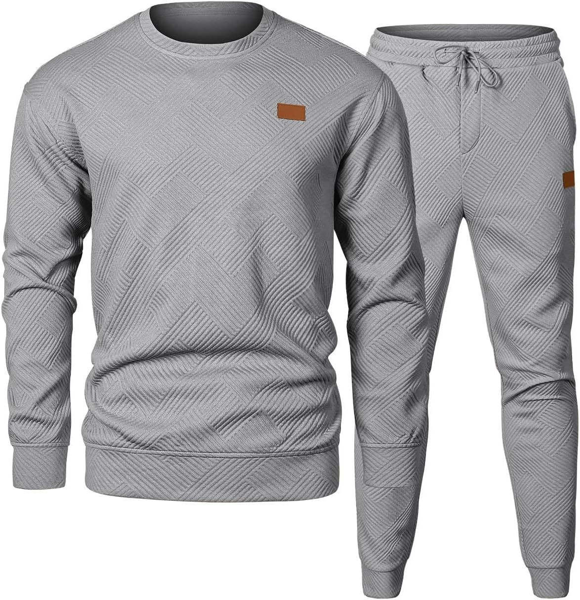 Men Round Neck Jacquard Sweater Set