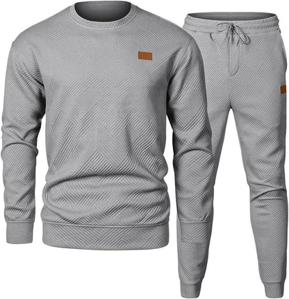 Men Round Neck Jacquard Sweater Set