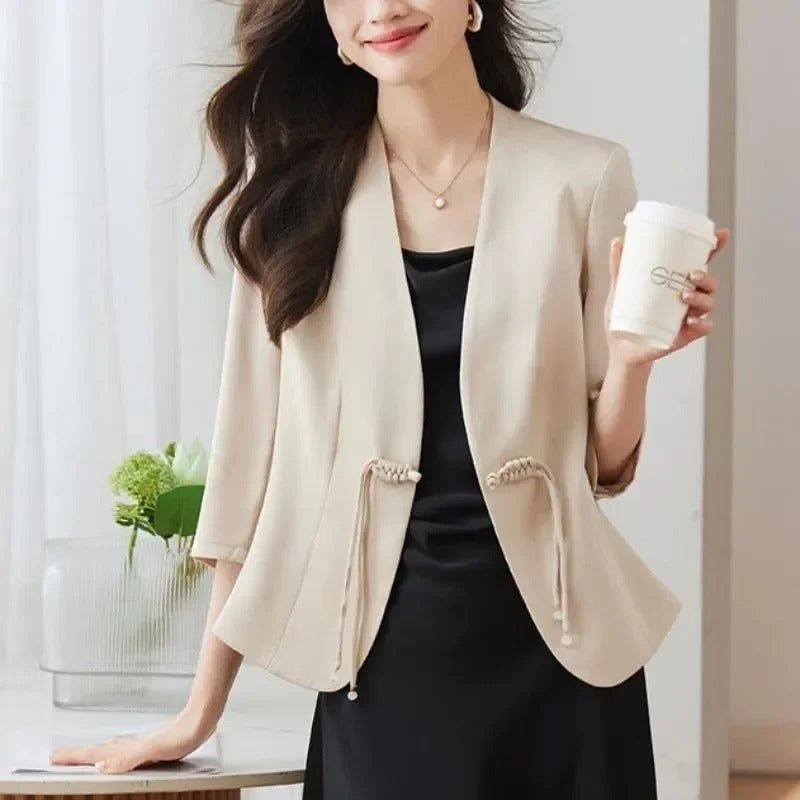 Slim Fit Short Sleeve Blazer Top