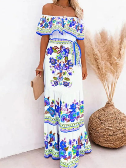 Red Bloom One-Shoulder Swing Dress