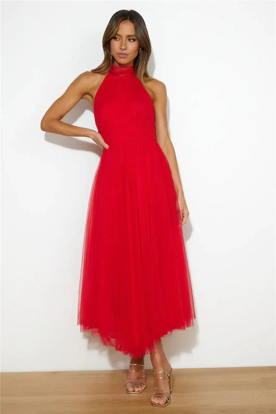 Chiffon Halter Neck Dress