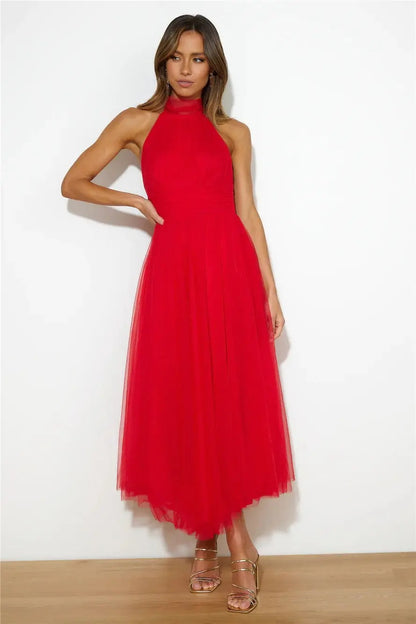 Chiffon Halter Neck Dress