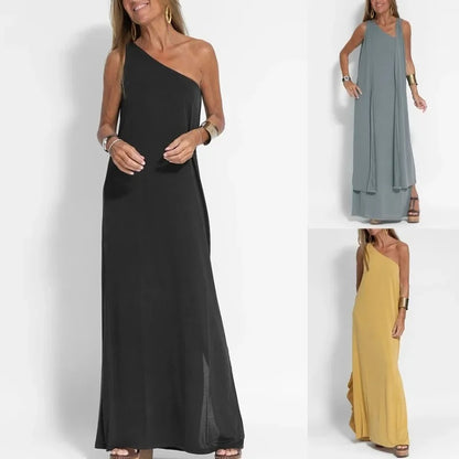 Elegant Asymmetrical Neckline Party Dress