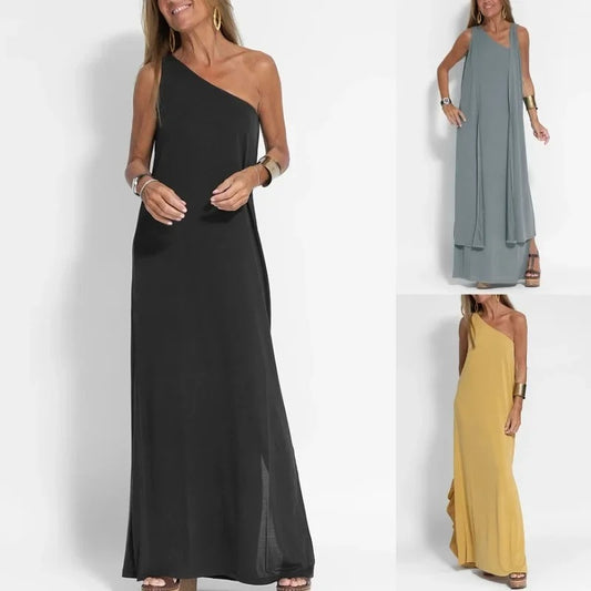 Elegant Asymmetrical Neckline Party Dress