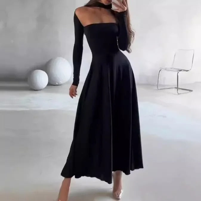 Sleek Grace Flared Maxi Dress