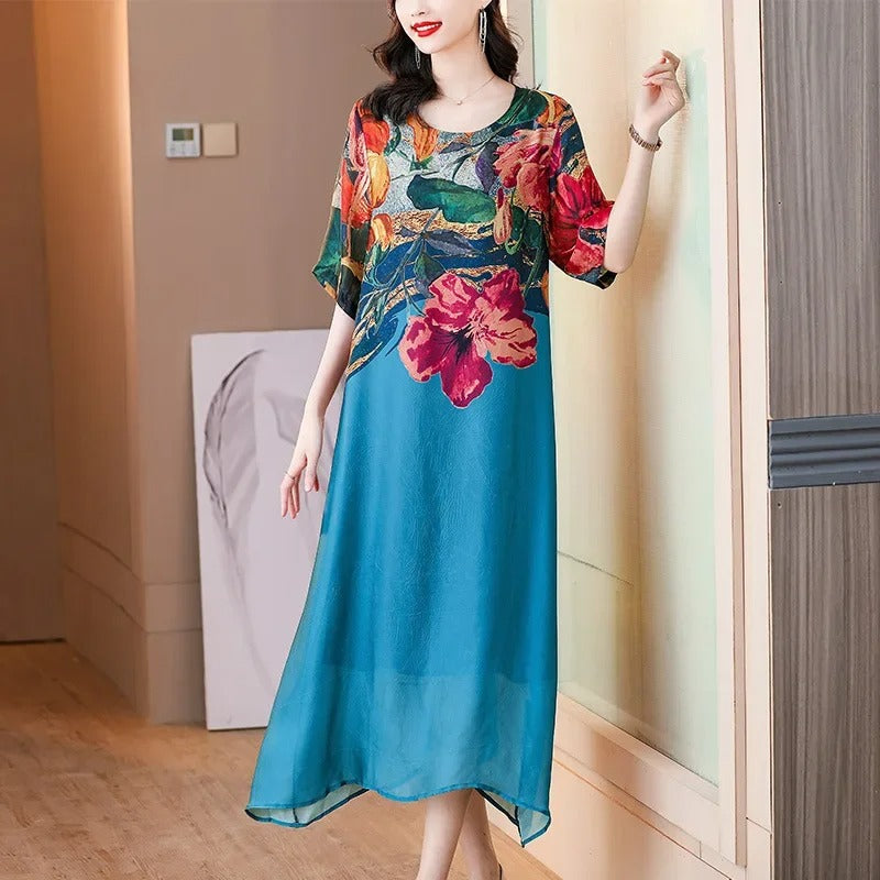 Elegant Mulberry Silk Maxi Dress