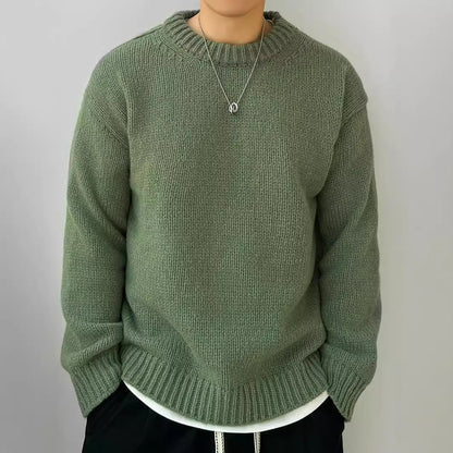Men’s Solid Color Loose Knit Pullover Sweater