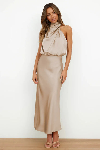 Chic Satin Sequin Evening Dress