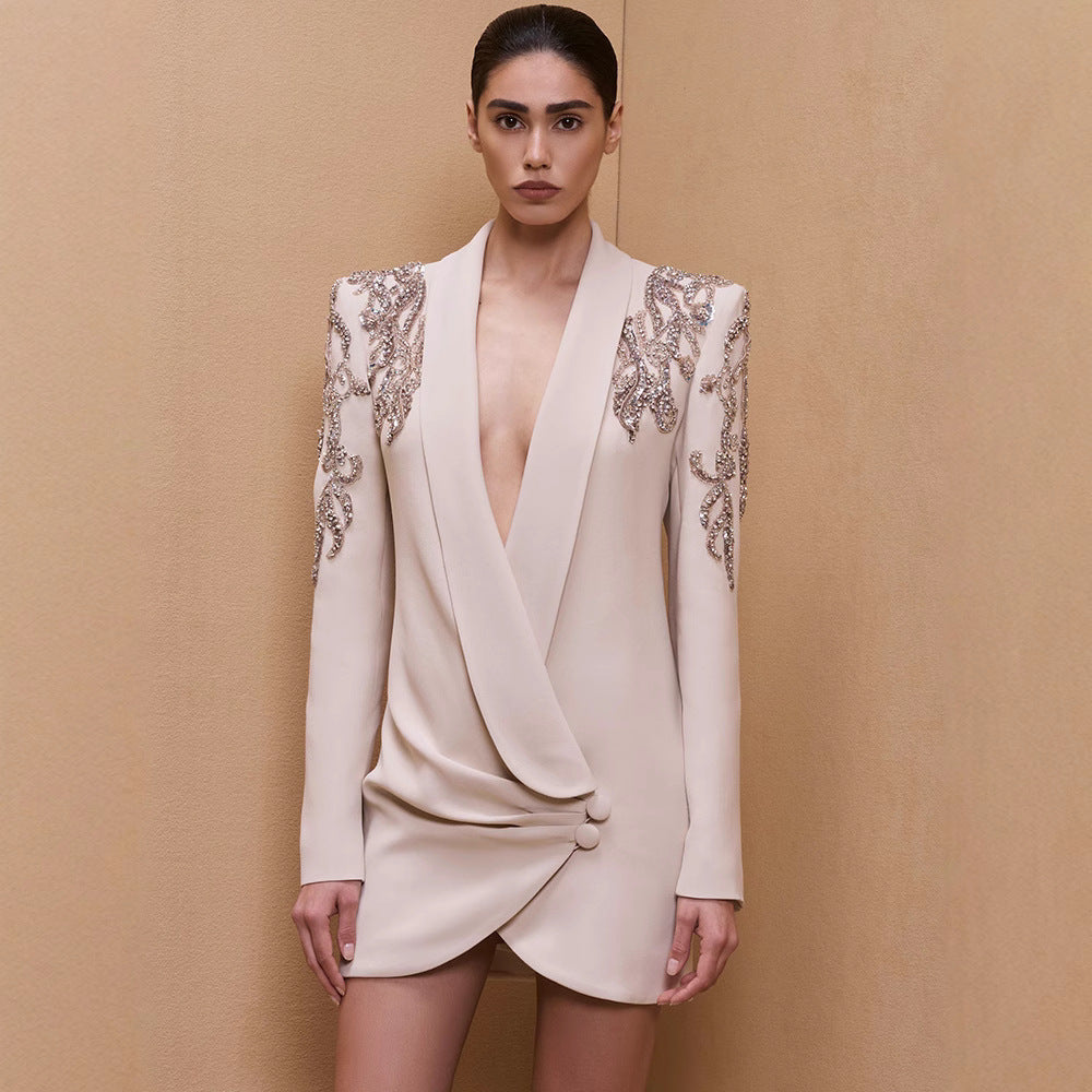 Women’s Heavy Industry Beaded Diamond Collar Dress