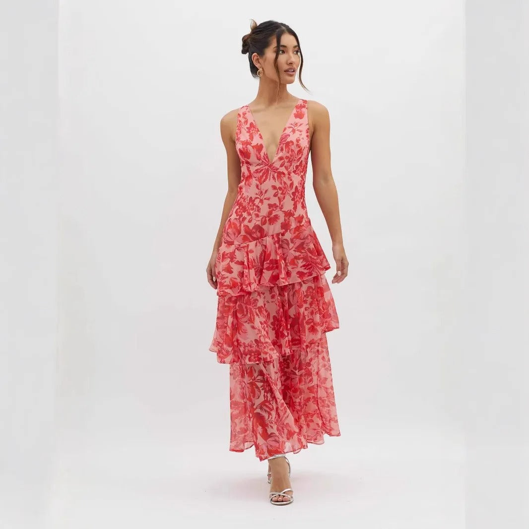 Breezy Halter Neck Ruffle Beach Dress