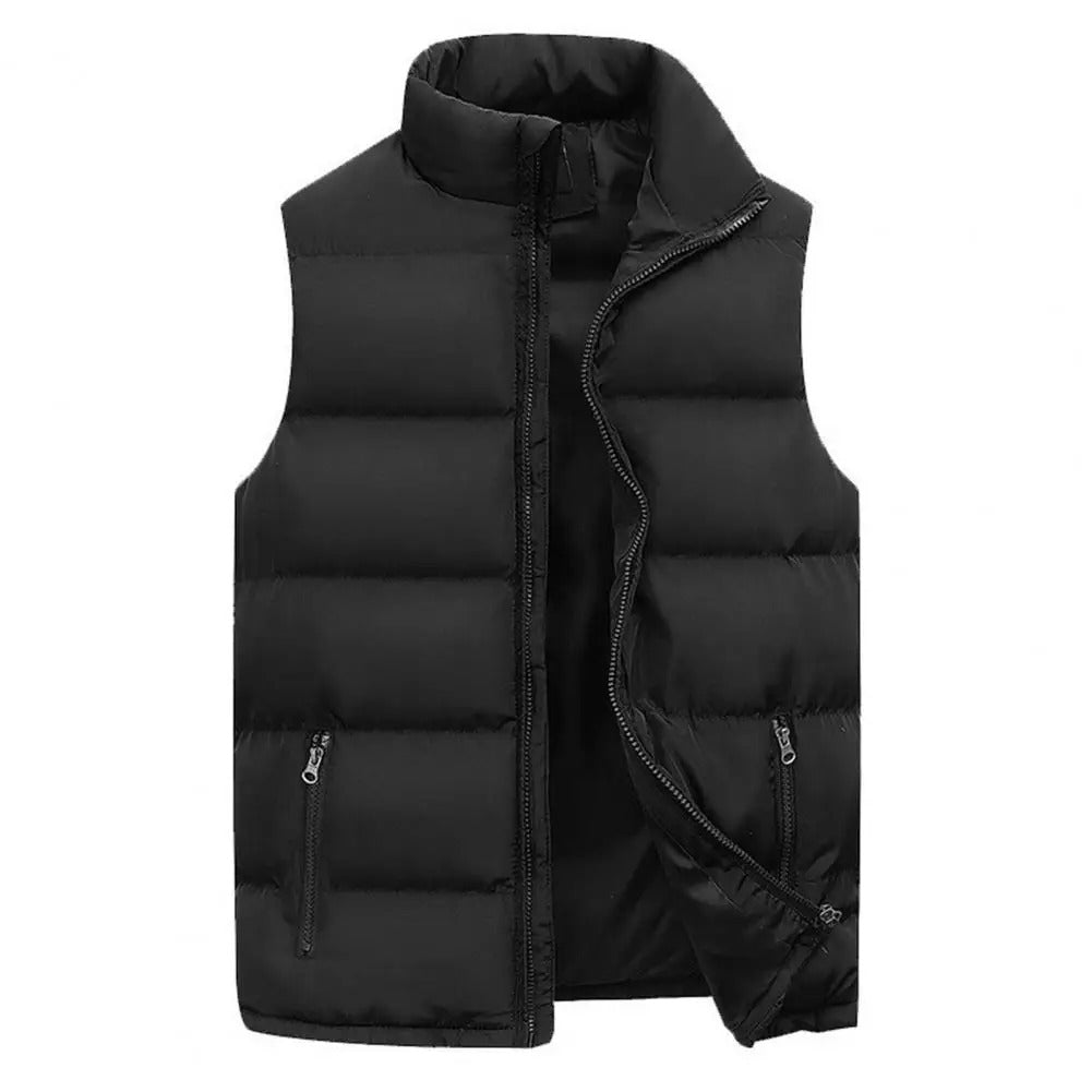 Men's Solid Cotton Padded Stand Collar Jacket
