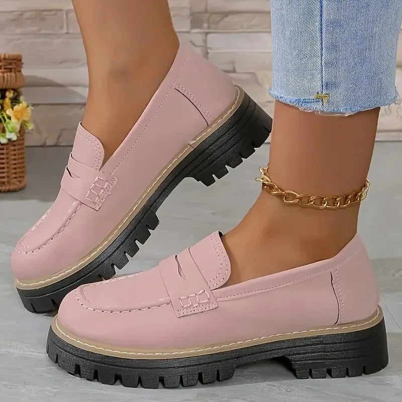 Retro Charm British Thick Heel Sandals