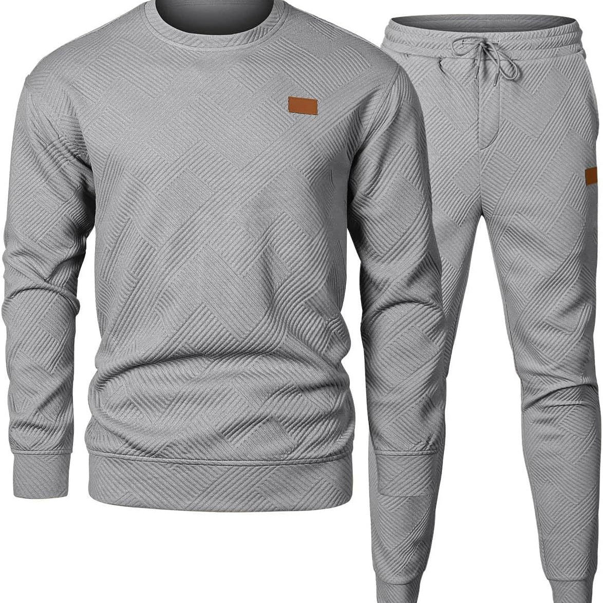Men Round Neck Jacquard Sweater Set