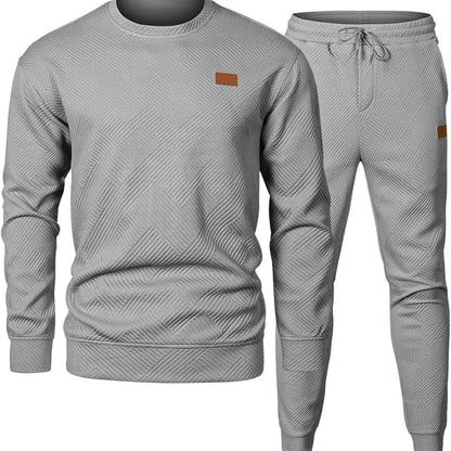 Men Round Neck Jacquard Sweater Set