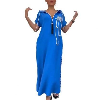 Hooded Patchwork Maxi Dress