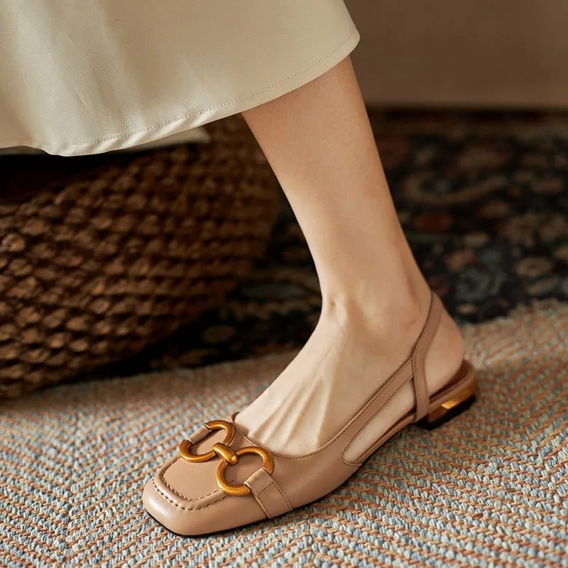 Retro Suede Slingback Office Flats