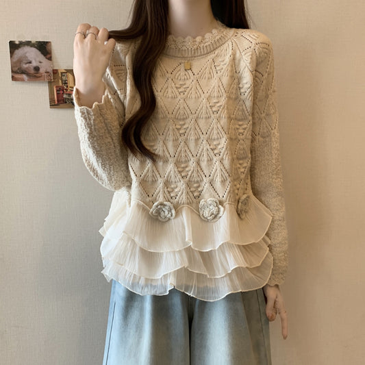 Women's Rose Lace Edge Sweater