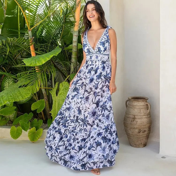 Flaxmaker Vintage Printed Swimsuit and Sarong