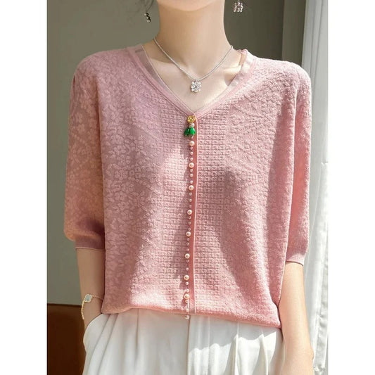 V-Neck Knitted Summer Top