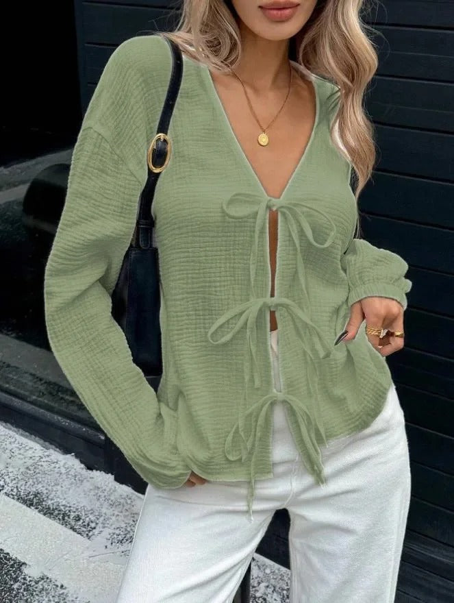 INS Style Cotton V-Neck Top