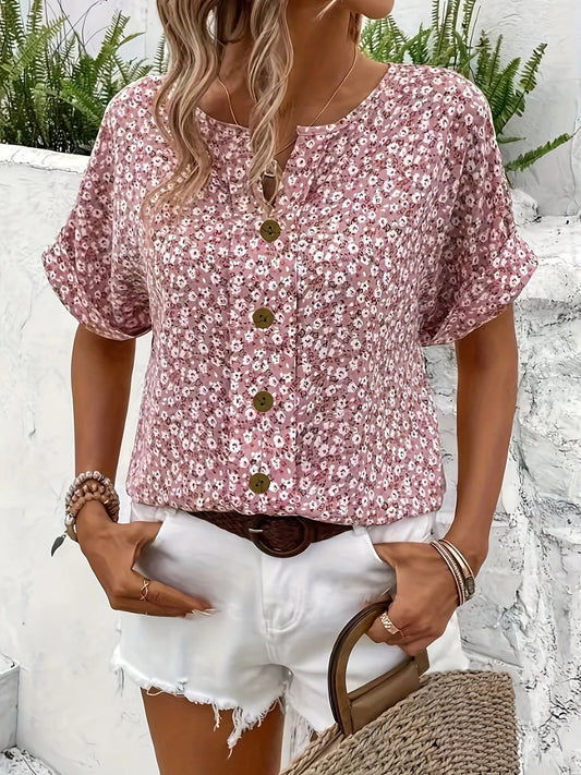 Floral Button Beach T-shirt