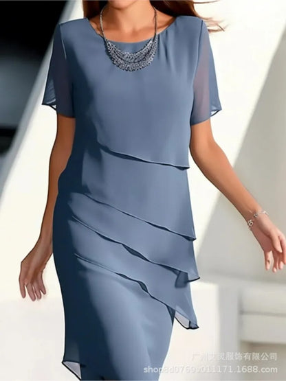 Solid Color Ruffle Dress