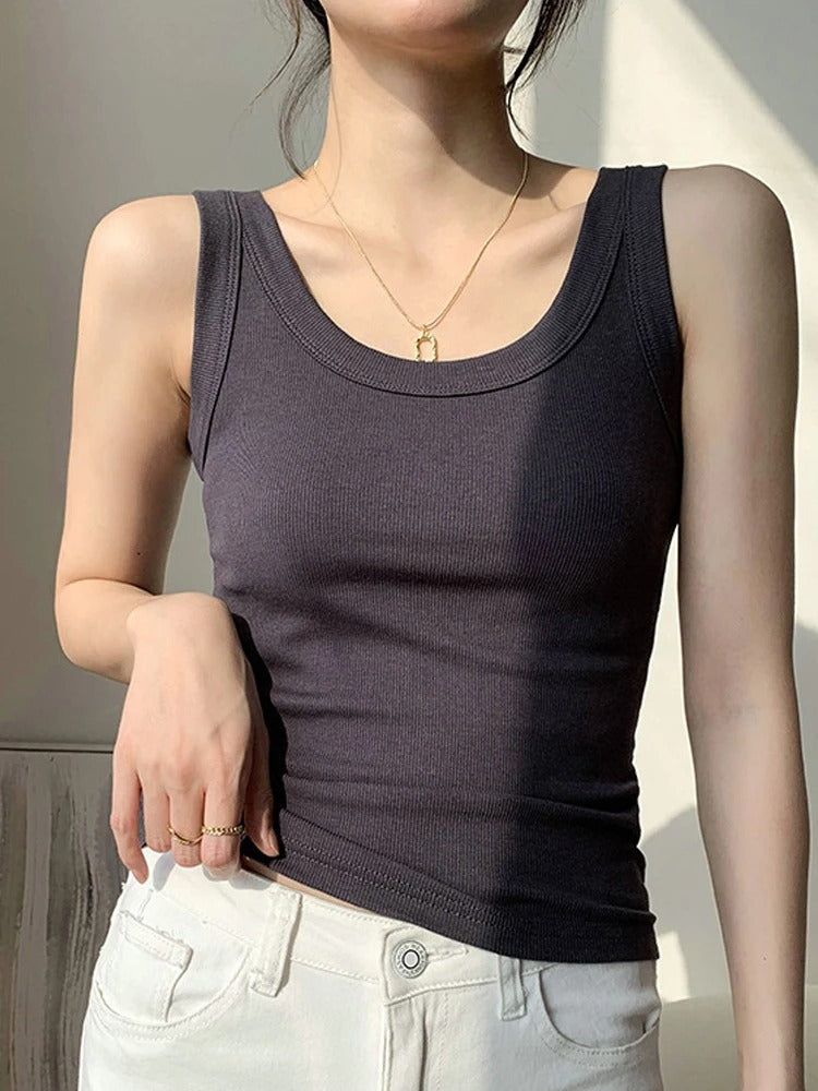 Women’s Ribbed Black Knit Tank Top