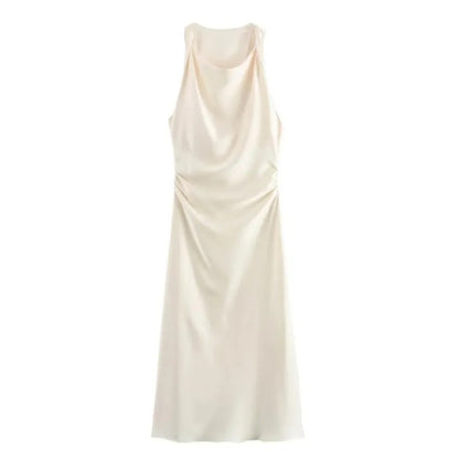 Satin Glow Summer Evening Dress
