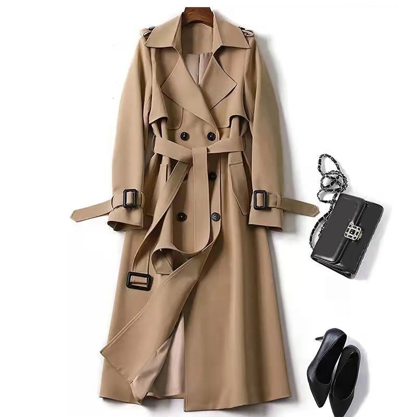 Timeless Grace Double-Breasted Trench Coat