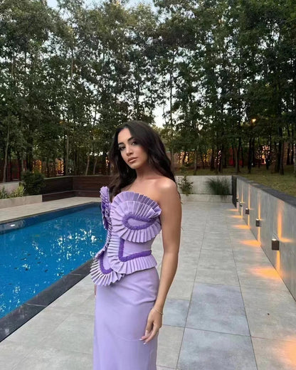 Lavender Strapless Bandage Dress