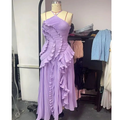 Ruffled Elegance Backless Y2K Party Dress