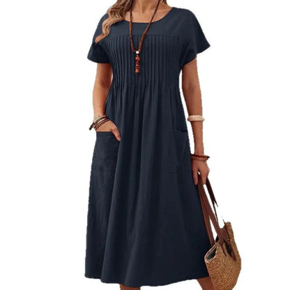 Pleated Cotton Summer Dress