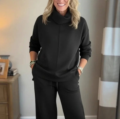 Women's Casual Two-Piece Set Hooded High-Neck Top