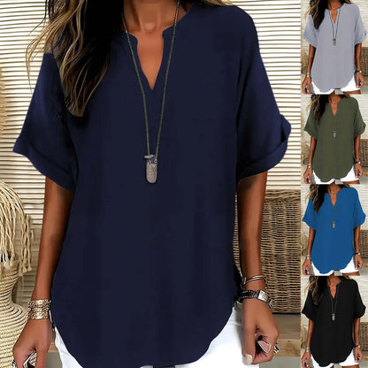 Summer Loose Solid Color Women's Casual Shirt Rich Allure