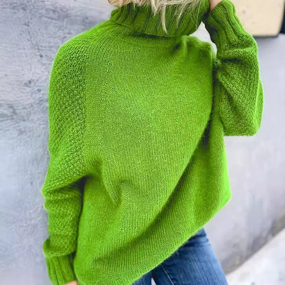 High Collar Loose Pullover Long Sleeve Sweater