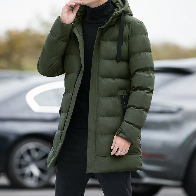 Men’s Long Hooded Winter Windproof Jacket