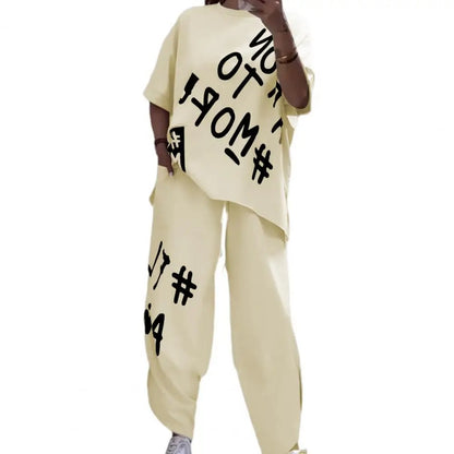 Summer Vibe Letter Print Tracksuit Set