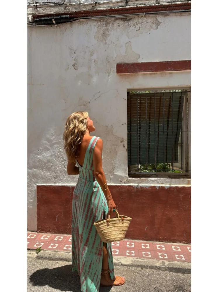 Midnight Allure Backless Slit Dress