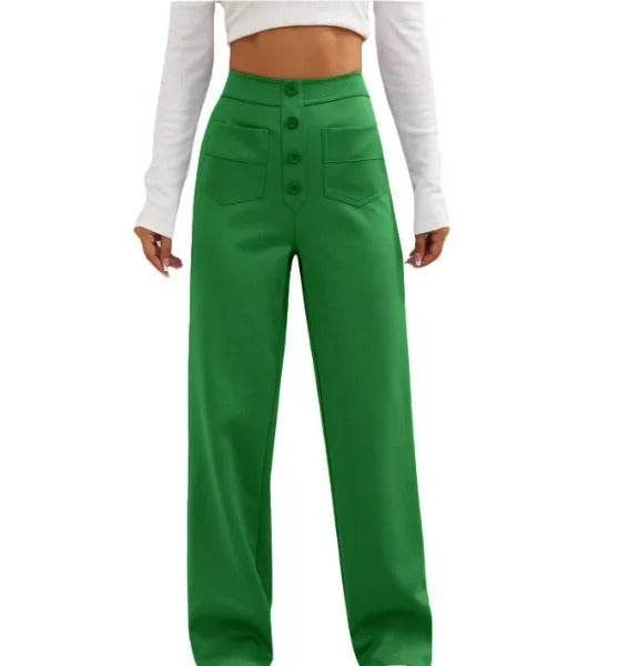 Buttoned Straight-Leg Cargo Pants