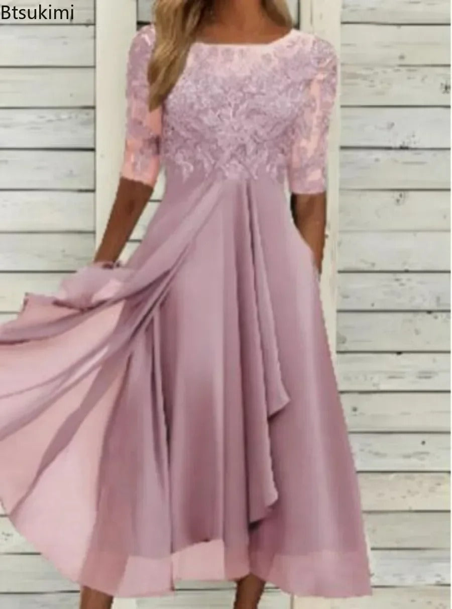 Elegant Gradient Colorblock Midi Dress