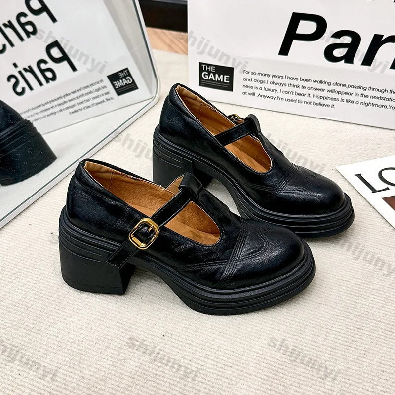 British Style Chunky Heel Mary Janes