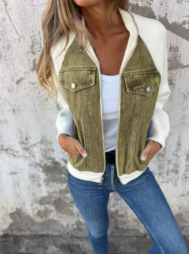 Cozy Patchwork Woolen Zip Jacket