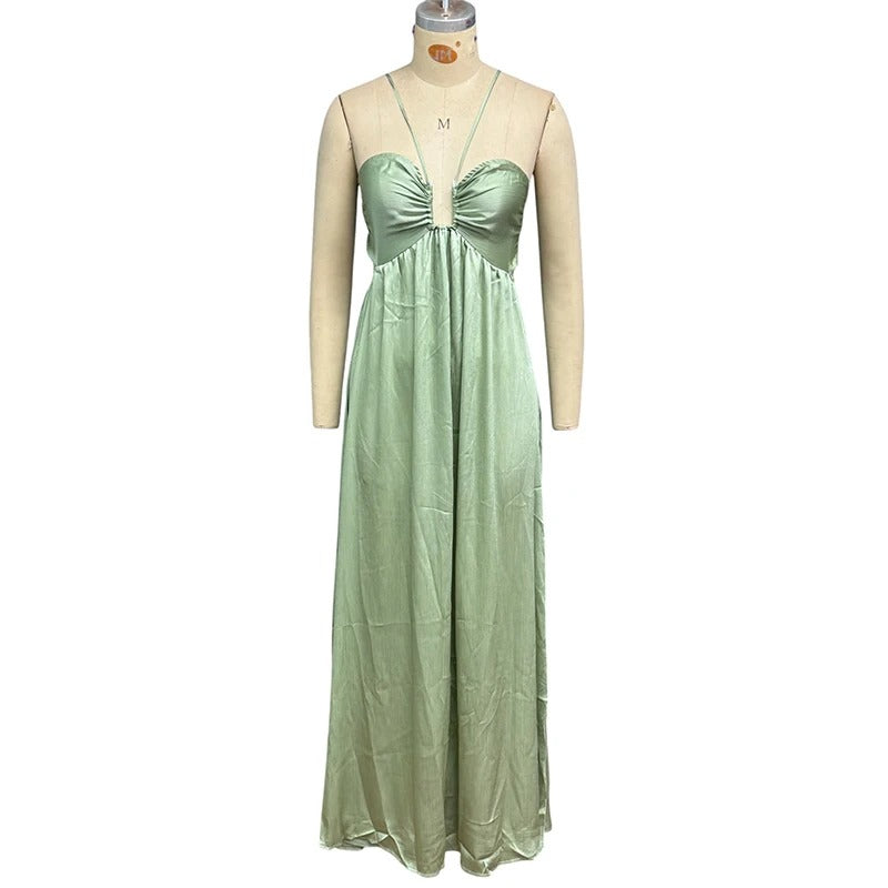 Sun Kissed Charm Backless Maxi Beach Dress