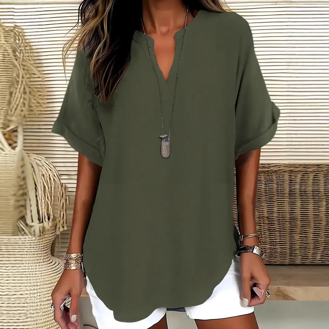 Summer Loose Solid Color Women's Casual Shirt Rich Allure
