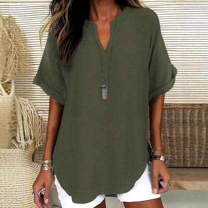 Summer Loose Solid Color Women's Casual Shirt Rich Allure