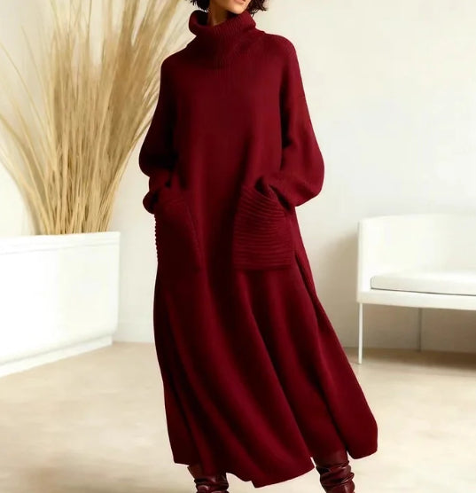 Women's Solid Color High-Neck Long-Sleeve